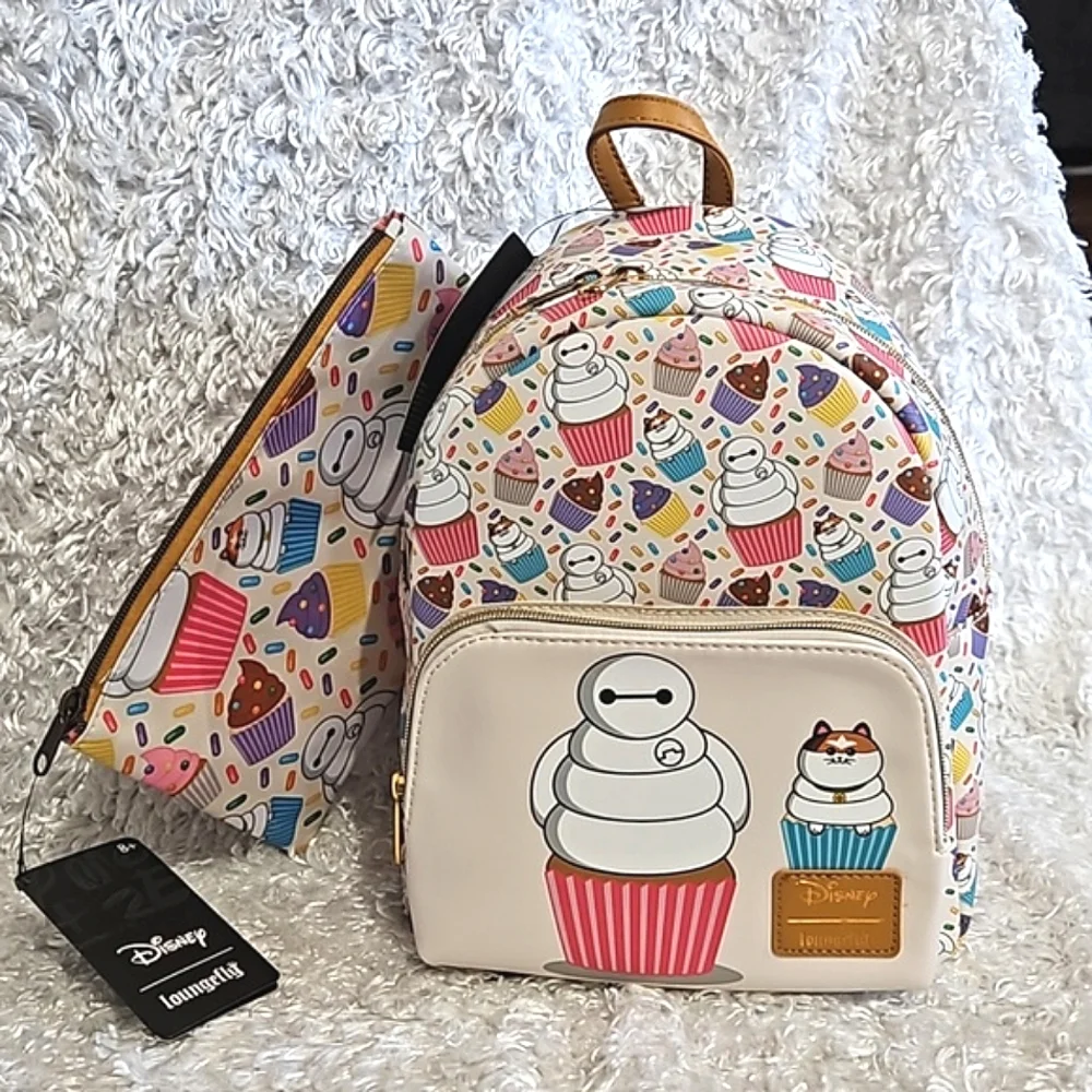 Loungefly Baymax cupcake mini backpack and makeup bag